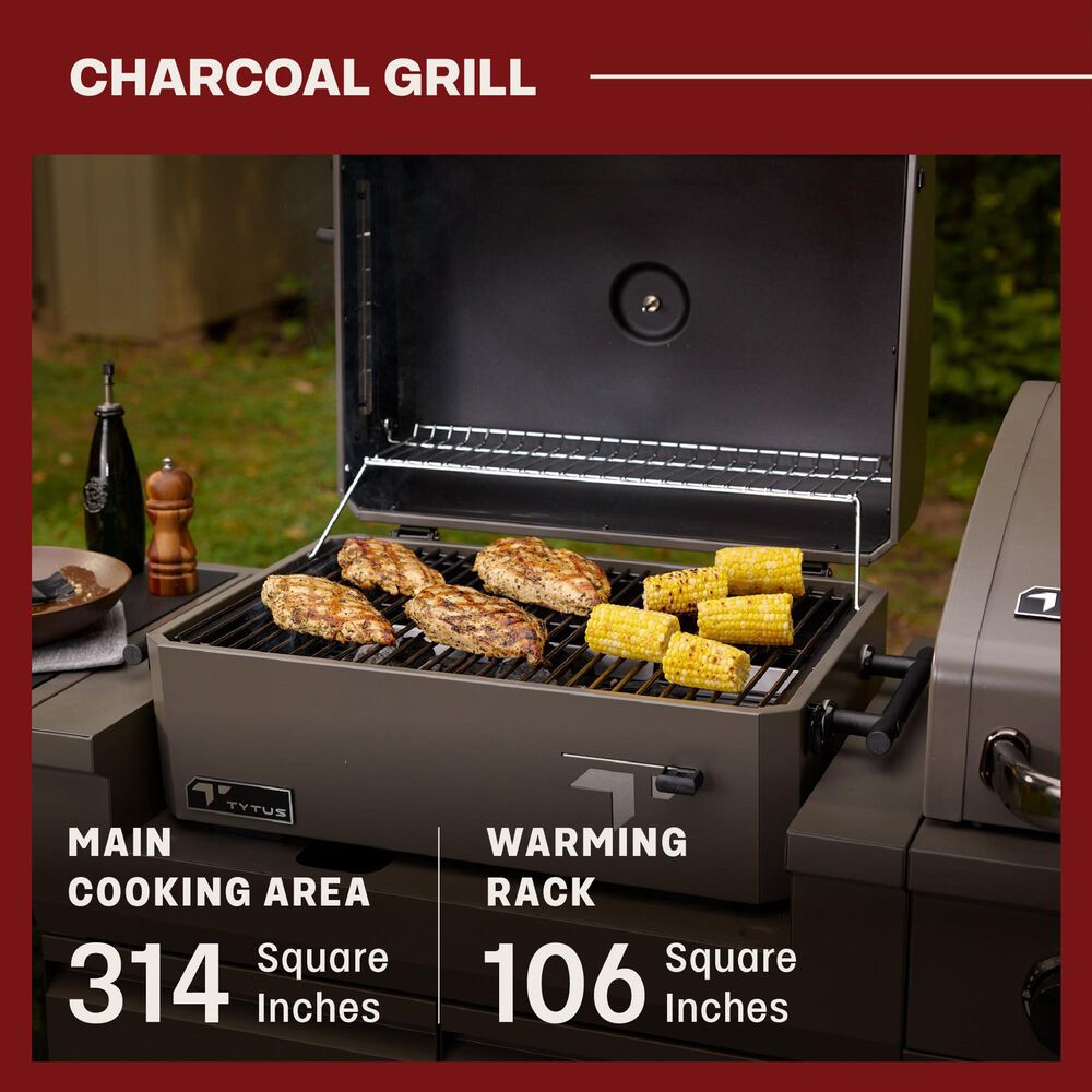 Tytus Anaheim and Emberwood 3-Piece Modular Duo with Charcoal Grill in Gunmetal Gray, , large