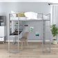 DHP Abode Full Metal Loft Bed with Desk in Silver, , large