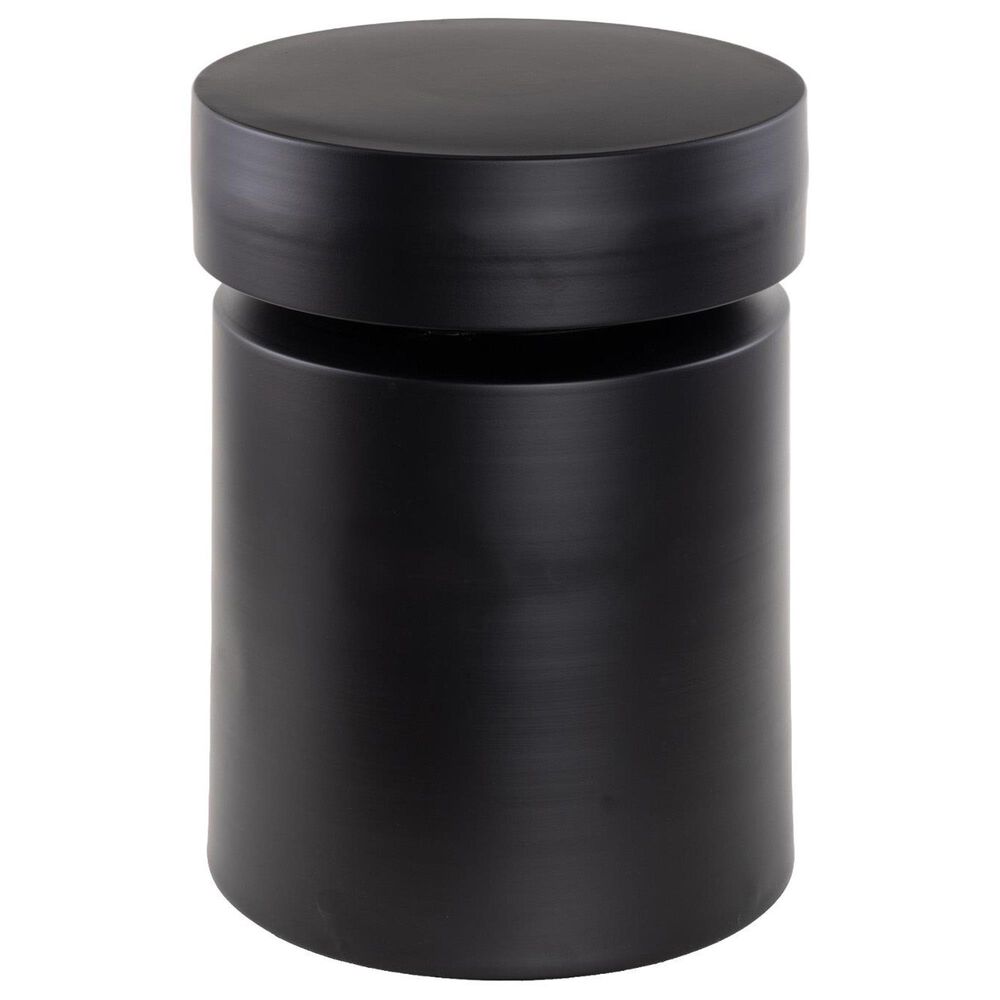 37B Metal Drum End Table in Black, , large