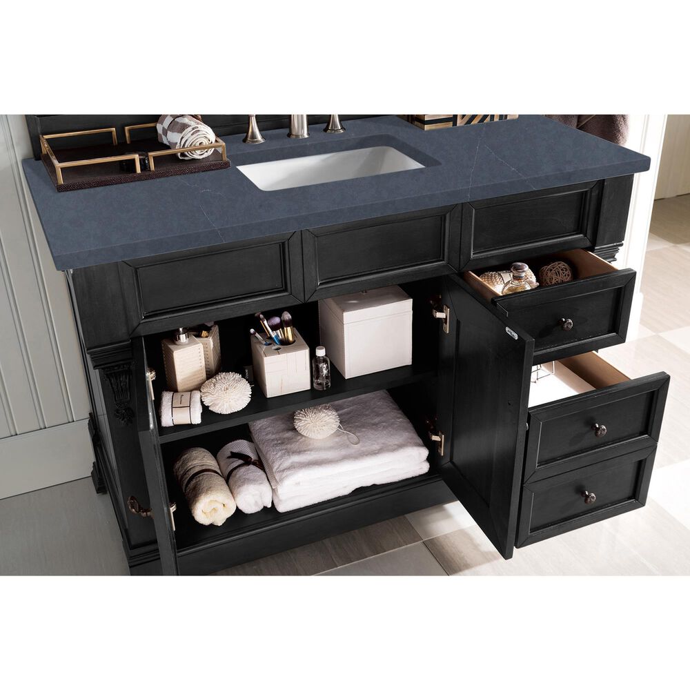 James Martin Vanities Brookfield 48&quot; Single Bathroom Vanity in Antique Black with 3 cm Charcoal Soapstone Quartz Top and Rectangle Sink, , large