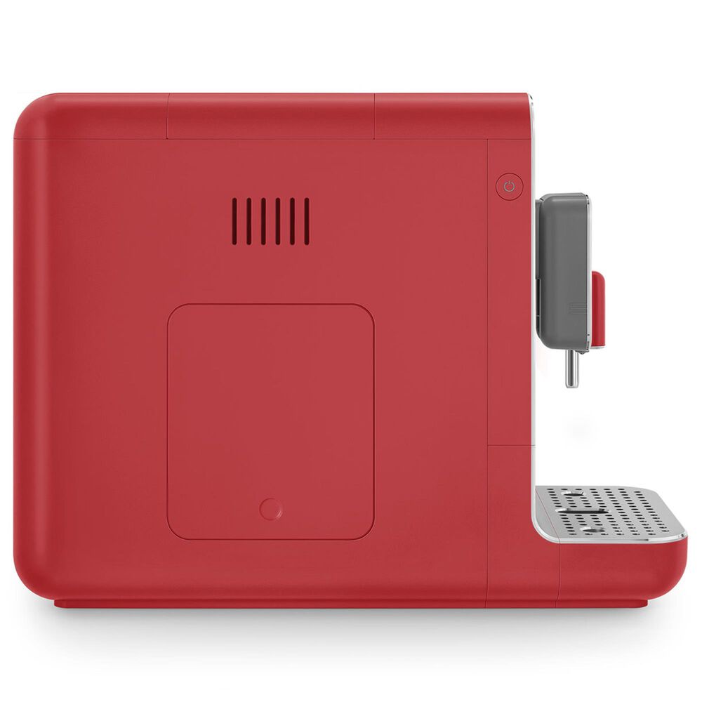 Smeg 47.34 Oz Automatic Coffee Machine Steam Wand in Red and Smoky Gray