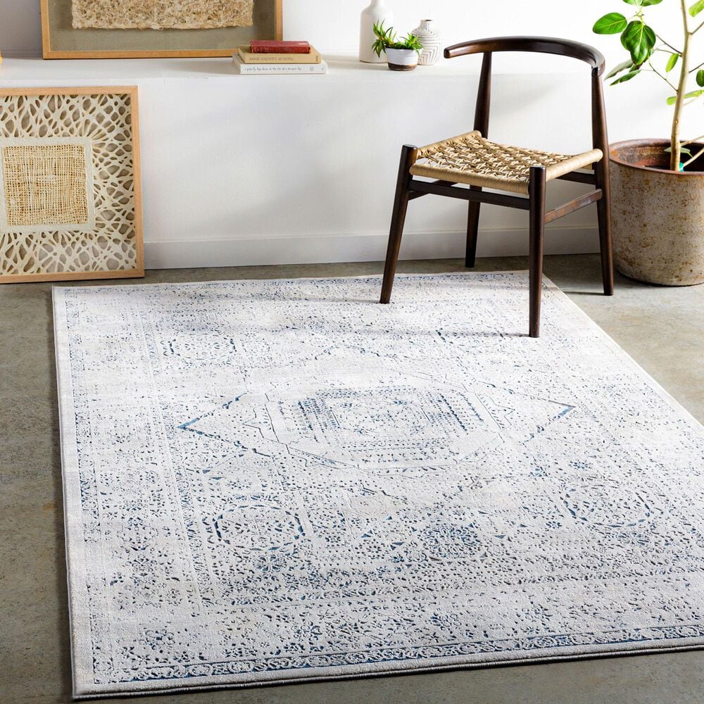 Surya Aisha AIS-2318 2&#39;7&quot; x 4&#39;11&quot; Charcoal, Gray, Off-White and Dark Blue Area Rug, , large