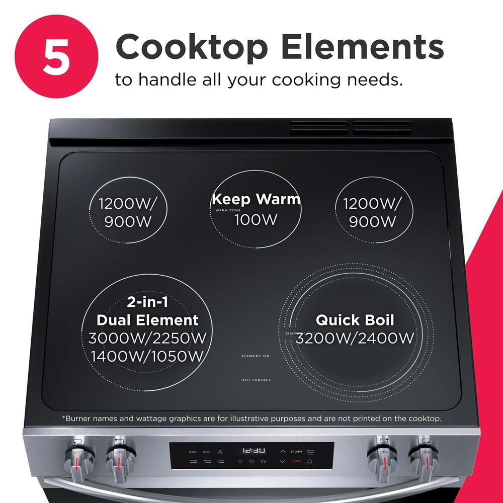 Frigidaire 30" Slide-In Front Control Electric Range with Air Fry in Stainless Steel, , large