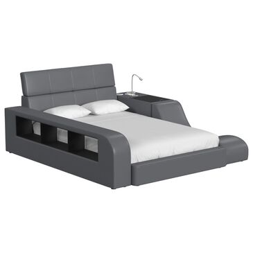 Mayberry Hill Valari Twin Floor Bed with Electronic Features in Grey, , large