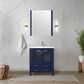 Lexora Home Volez 30" Single Bathroom Vanity in Navy Blue with 2 cm White Ceramic Top and Rectangular Sink, , large