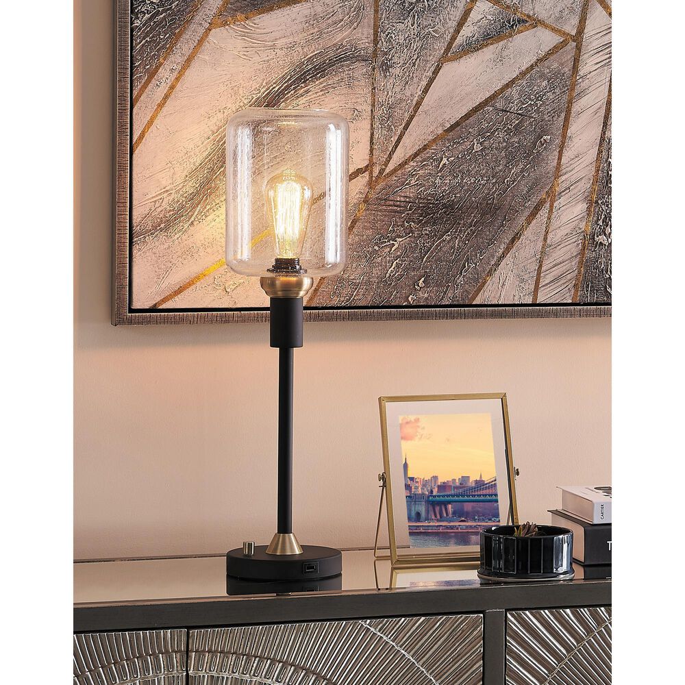 Lite Source Luken Table Lamp in Black and Antique Brass &#40;Set of 2&#41;, , large