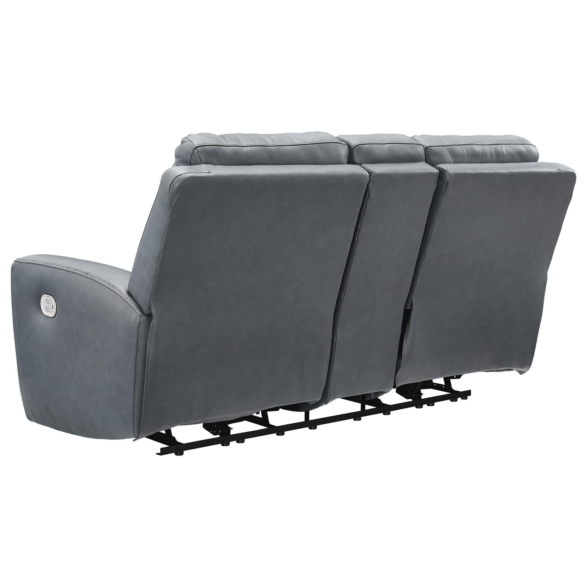 Ashley Mindanao Power Reclining Loveseat in Steel