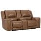 Ashley Trasimeno Power Reclining Loveseat with Console in Caramel, , large