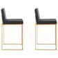 Lumisource Fuji High Back Counter Stool with Black Faux Leather Cushion in Gold (Set of 2), , large
