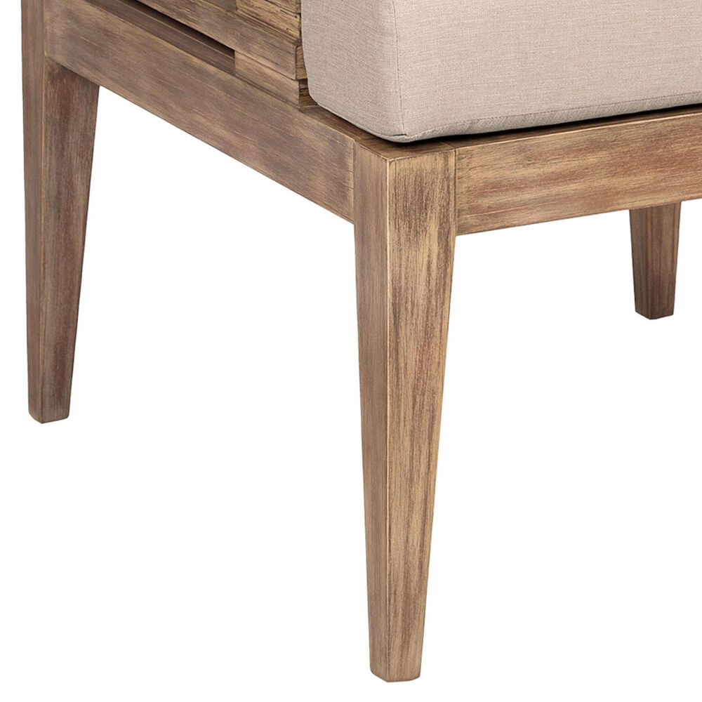 Armen Living Vivid Outdoor Dining Chair with Taupe Cushions in Brown Eucalyptus, , large