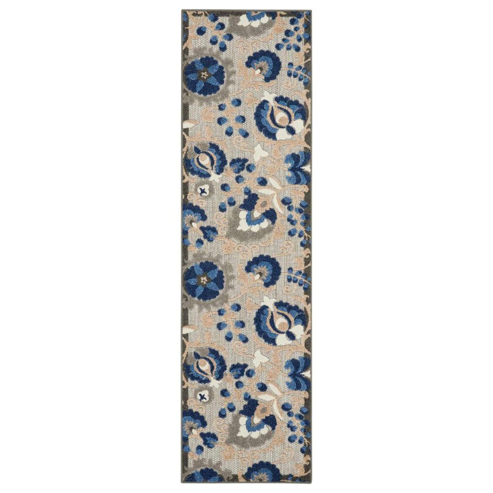 Nourison Aloha 2"3" x 12" Natural and Blue Indoor/Outdoor Runner, , large