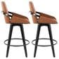 LumiSource Cosmo 26" Swivel Counter Stool with Camel Upholstery in Black (Set of 2), , large