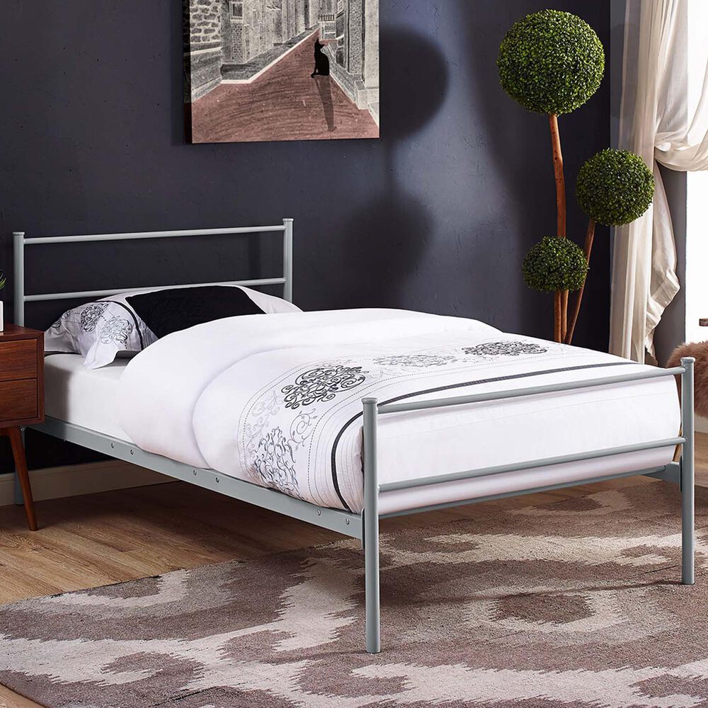 Modway Alina Twin Platform Bed Frame in Gray, , large