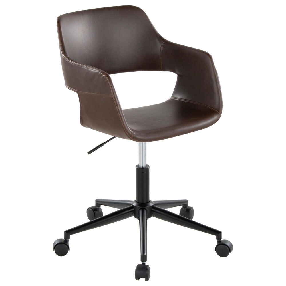 Lumisource Margarite Task Chair with Espresso Faux Leather Cushion in Black, , large