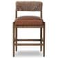 Four Hands Jazelle Counter Stool with Taupe Shearling Upholstery in Tan Oak, , large