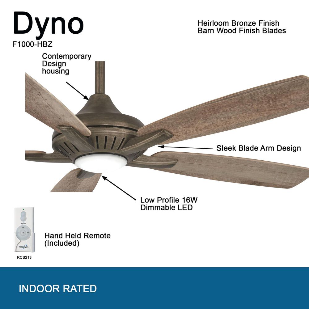 Minka-Aire Dyno 52" Ceiling Fan with Barnwood Blades in Heirloom Bronze, , large