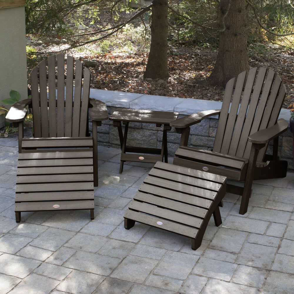 Highwood USA Hamilton 5-Piece Folding Adirondack Set in Weathered Acorn, , large