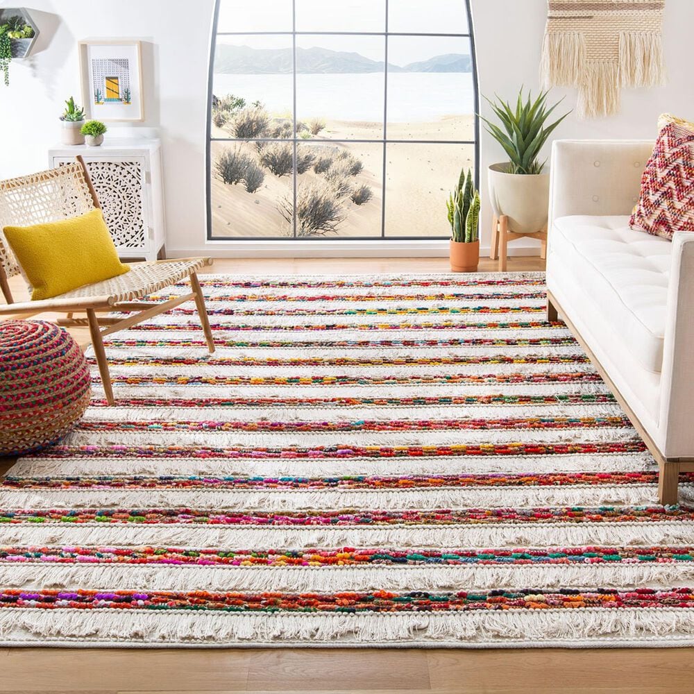Safavieh Natura NAT654A 9&#39; x 12&#39; Ivory and Red Area Rug, , large