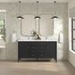 James Martin Vanities Myrrin 60" Double Vanity in Carbon Oak with Single Hole and 3 cm White Zeus Quartz Top & Backsplash, , large
