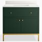 Kohler Calpa 36" Single Bathroom Vanity in Emerald Green with 2 cm White Quartz Top and Rectangular Sink, , large