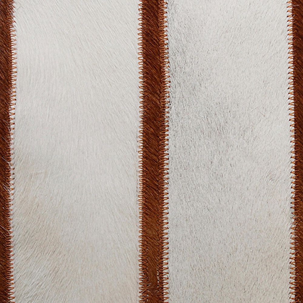 L.R. Home 18&quot; x 18&quot; Stripe Faux Cowhide Throw Pillow in Ivory and Brown, , large