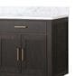 Lexora Home Abbey 80" Double Bathroom Vanity in Brown Oak with 2 cm White Carrara Marble Top and Rectangular Sinks, , large