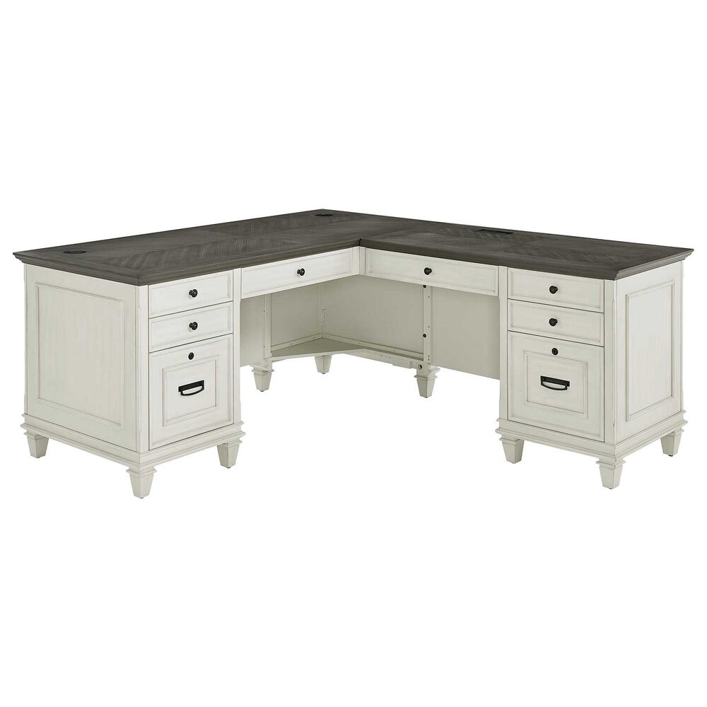 Wycliff Bay Hartford 3-Piece L-Shaped Desk with Lateral File Set in Antique White and Gray, , large