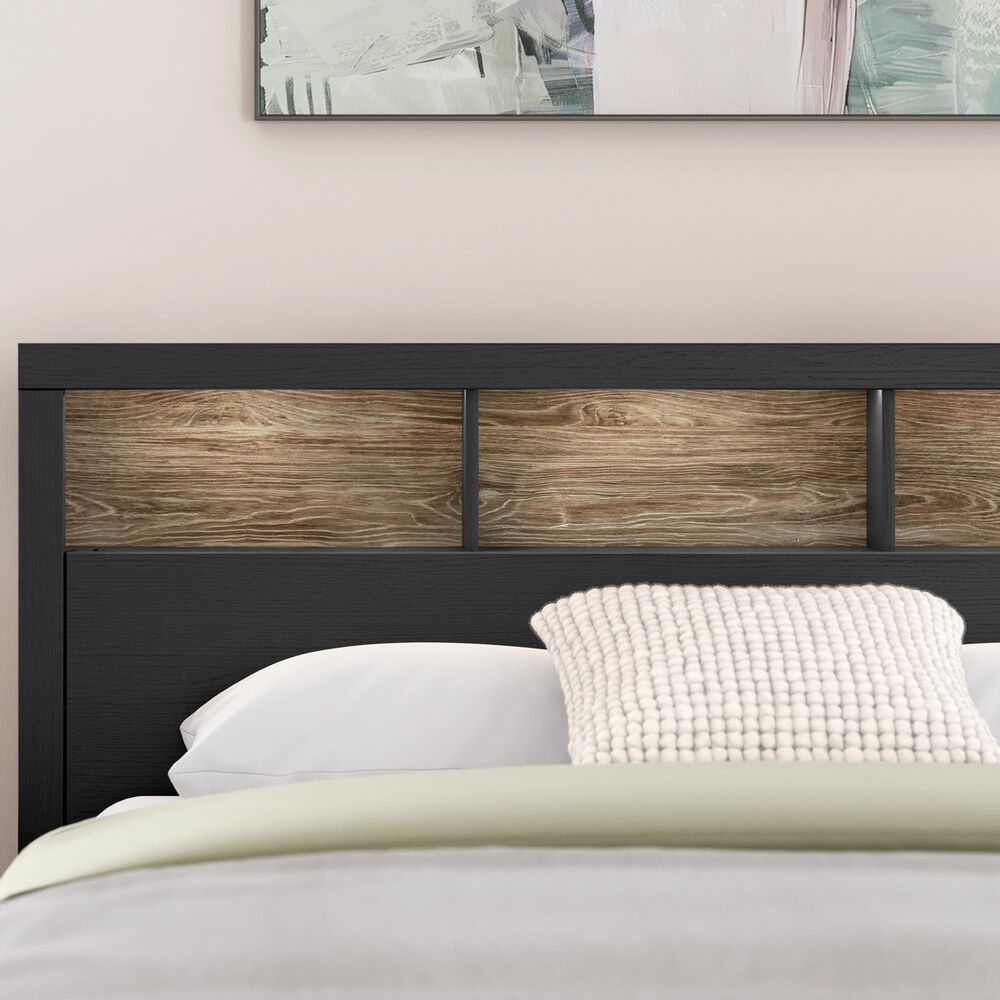 Ashley Broachmyn Queen LED Bookcase Bed in Black and Gray, , large