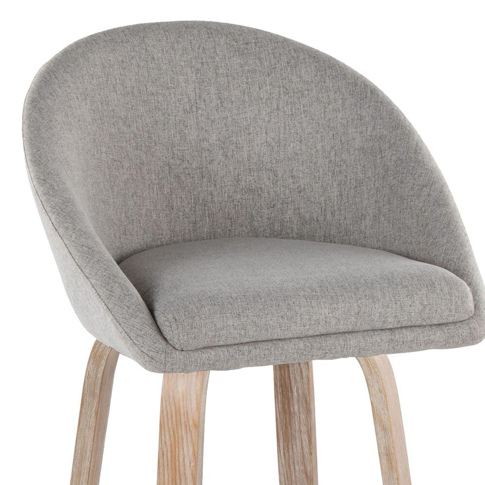 LumiSource Matisse 26" Swivel Counter Stool with Grey Fabric Upholstery in Whitewashed and Chrome (Set of 2), , large