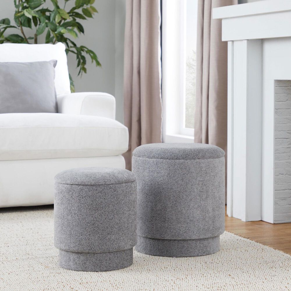 Lumisource Marla 2-Piece Upholstered Ottoman Set in Grey, , large