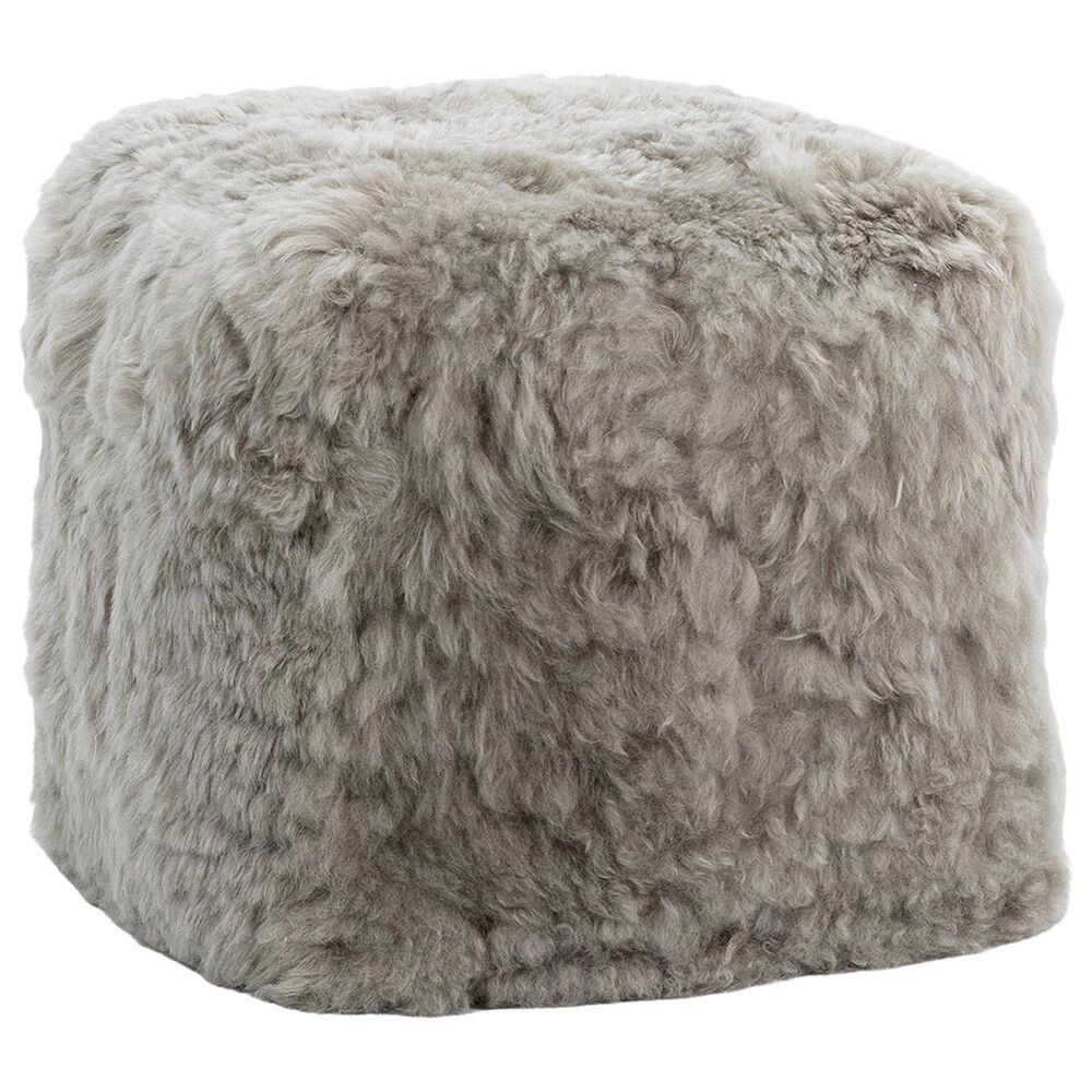 Blue Sun Designs Shorn Pouf Ottoman in Light Grey, , large