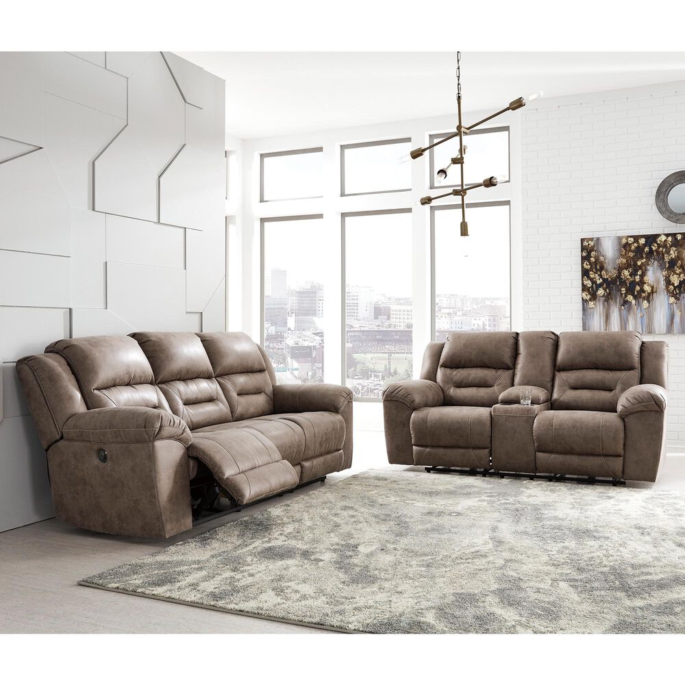 Ashley Stoneland Power Double Reclining Loveseat with Console in Fossil, , large
