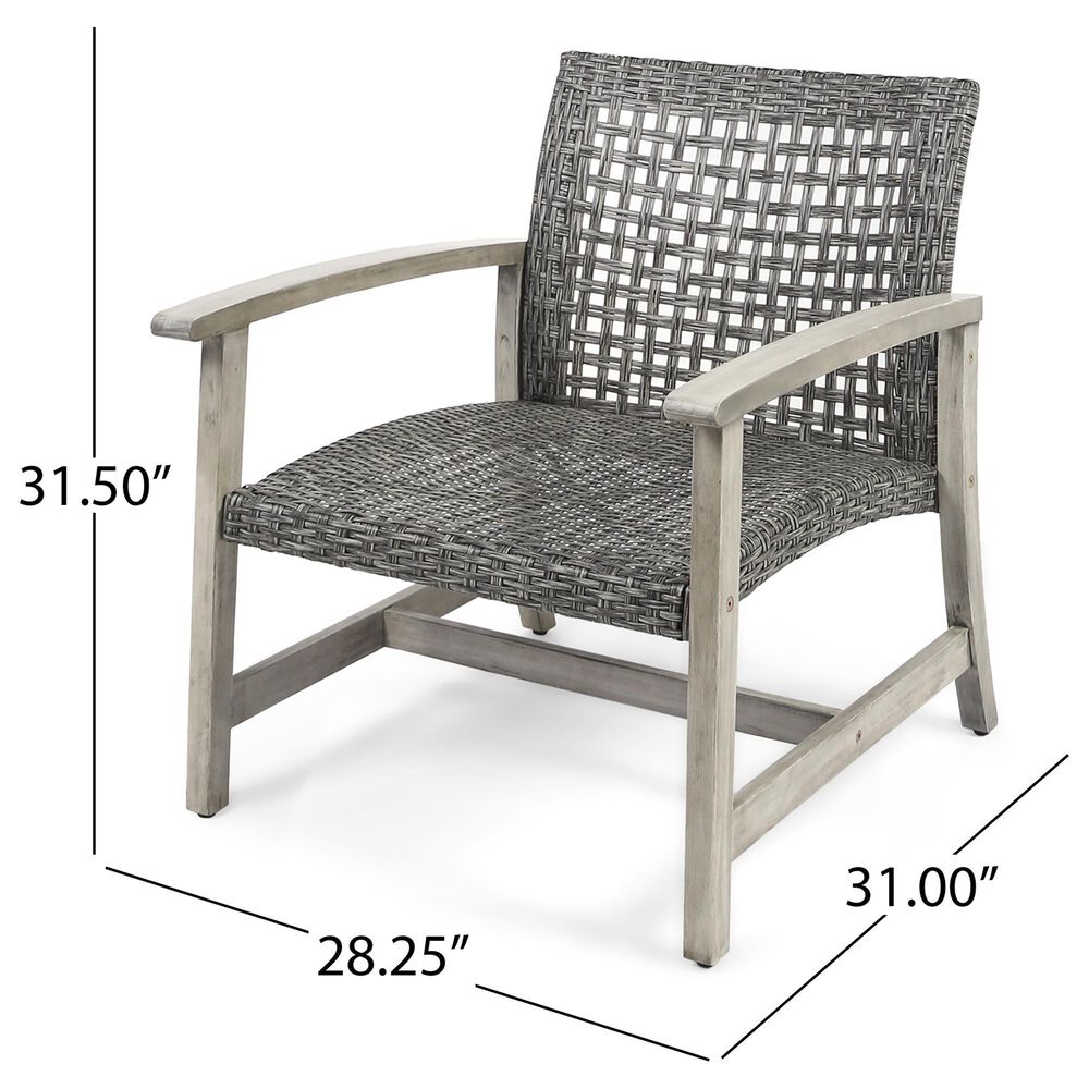 Hearth and Haven Hampton Outdoor Armchair with Wicker Seating in Black and Gray (Set of 2), , large