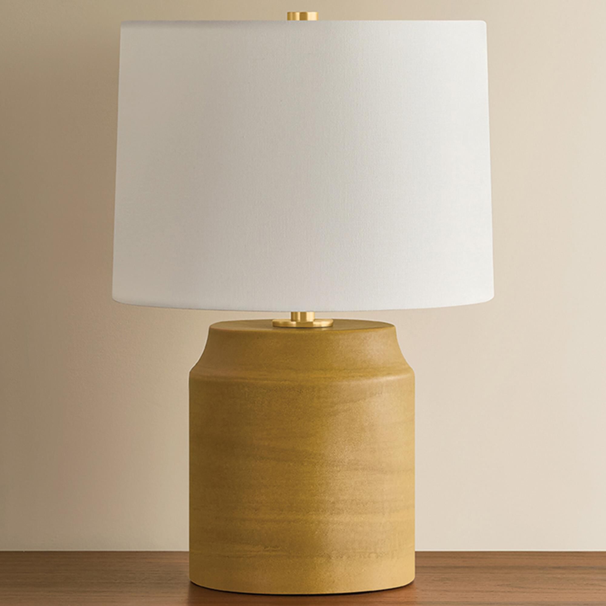 Mitzi Lighting Teneece Table Lamp in Aged Brass and Toasted Caramel