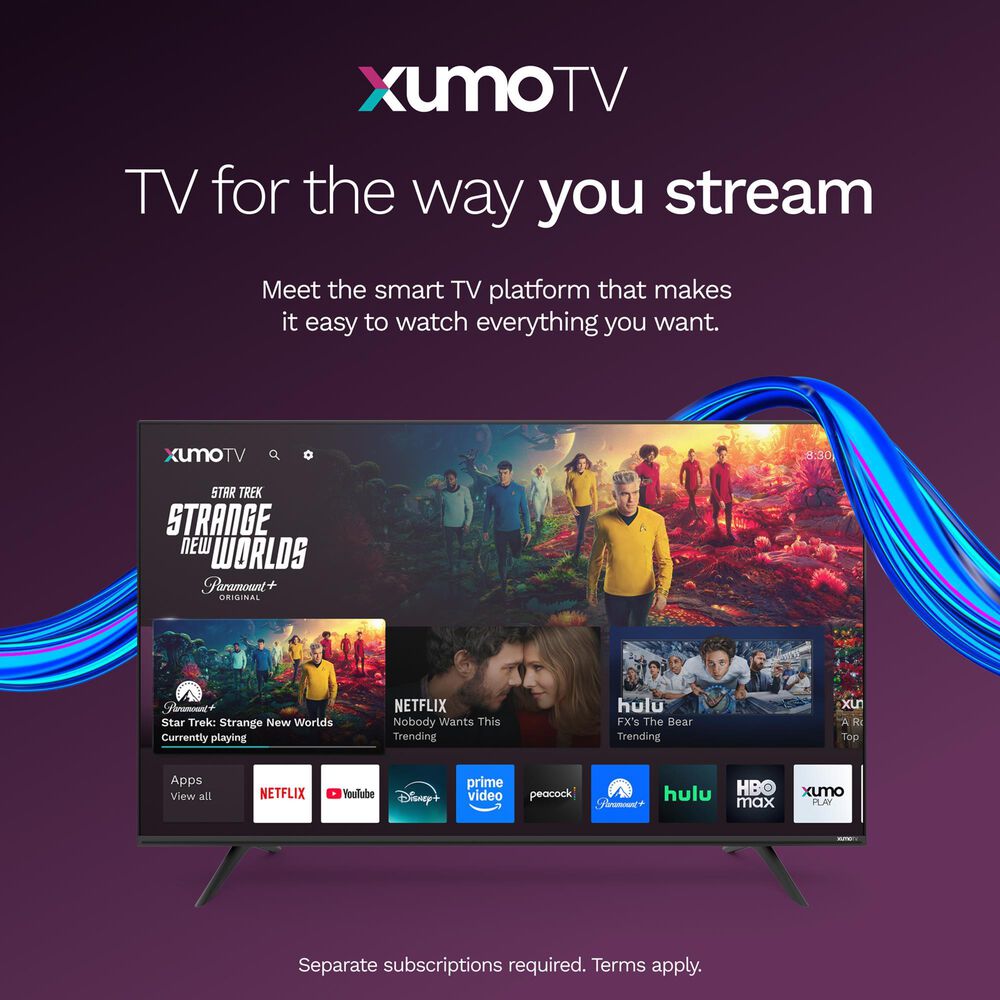 Element 65" Class Revolution Series 4K UHD HDR Frameless - Smart Xumo TV with 2.0 Soundbar in Black, , large