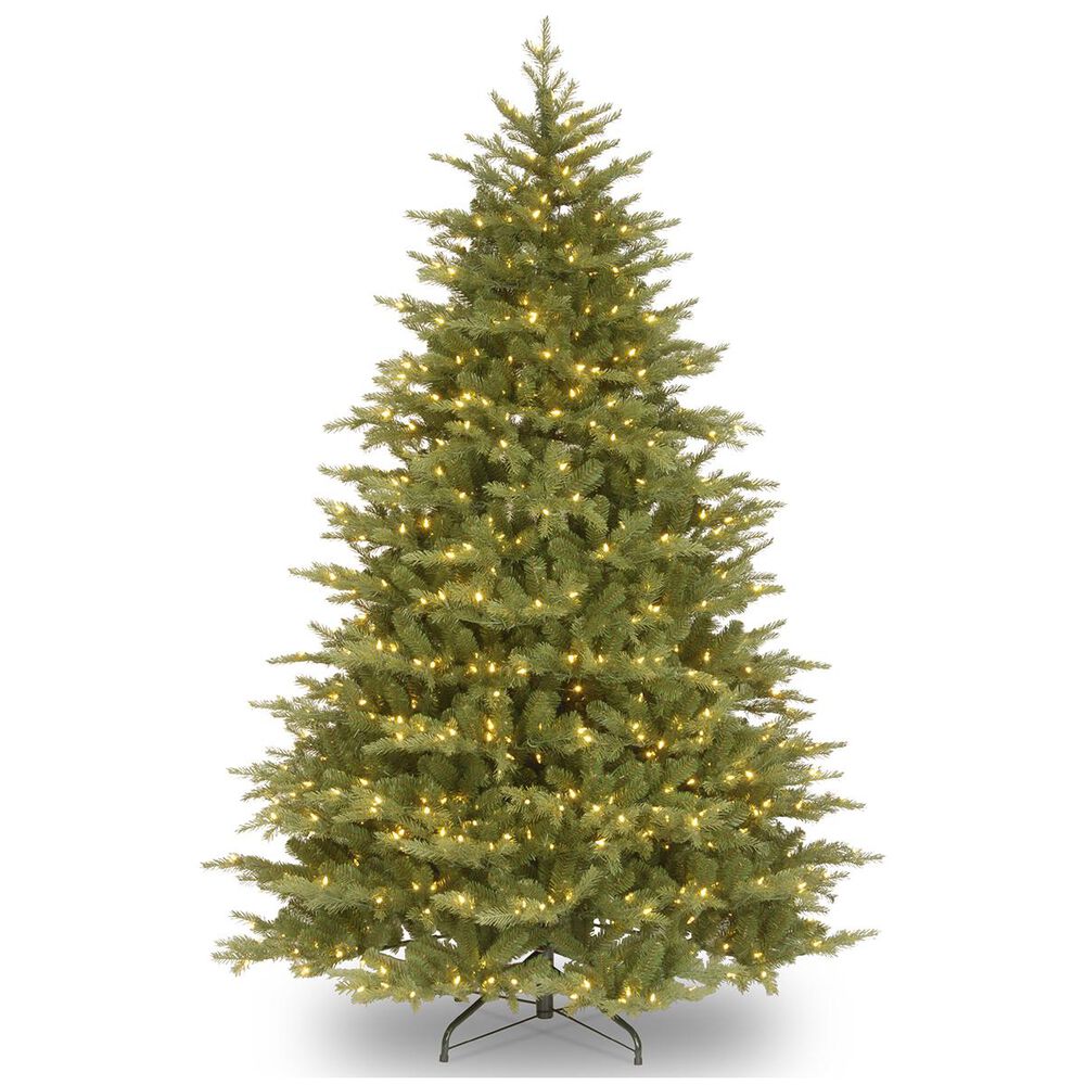 National Tree 7.5" Feel Real Nordic Spruce Medium Hinged Tree with 900 White Lights, , large