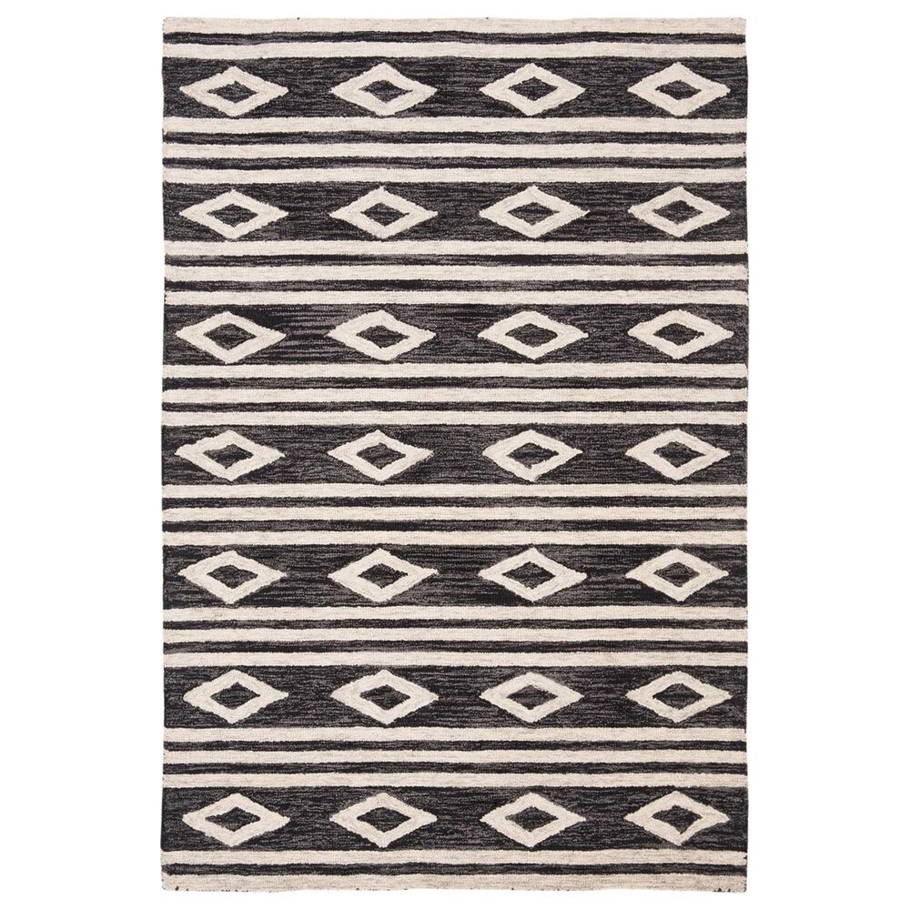 Safavieh Micro-Loop MLP153H 4" x 6" Charcoal and Ivory Area Rug, , large