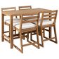HOMLUX 5-Piece Patio Bar Set with 52" Rectangular Light Teak Table in Beige, , large