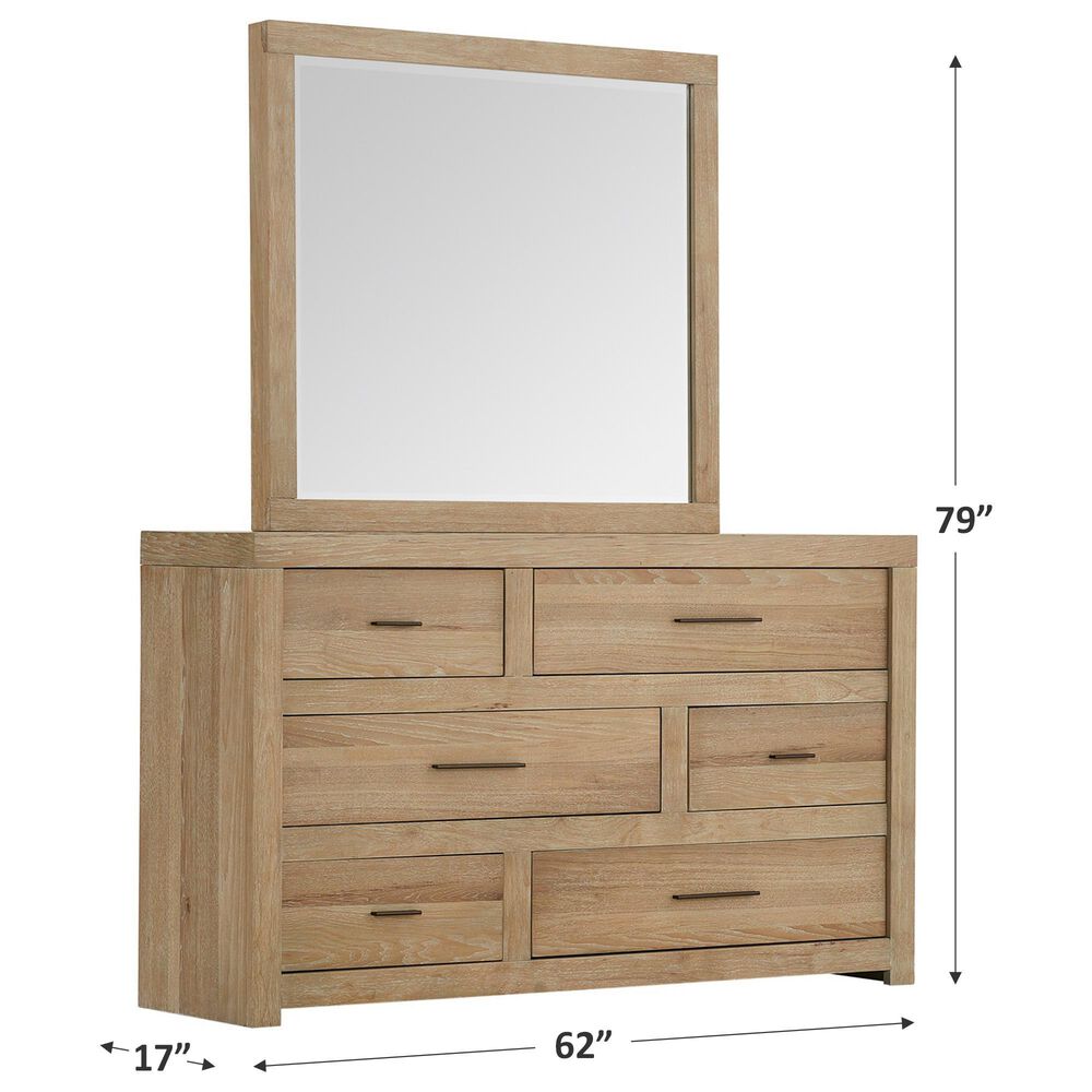 Riva Ridge Modern Loft 6-Drawer Dresser and Mirror in Khaki, , large