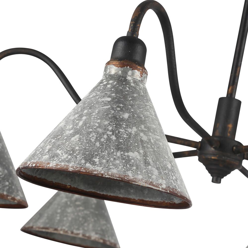 Golden Lighting Jasper 6-Light Chandelier in Antique Black and Weathered Gold, , large