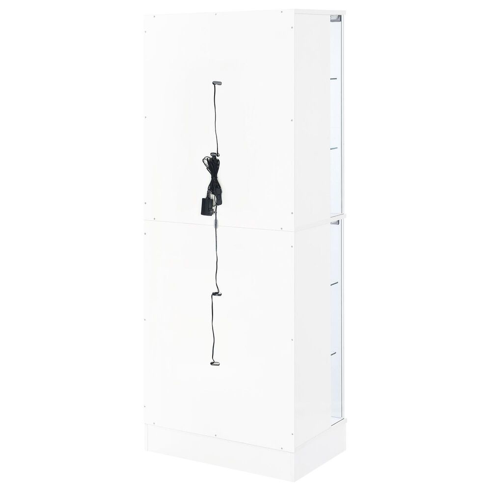 Pacific Landing Cabra Display Case Curio Cabinet in White High Gloss and Clear, , large