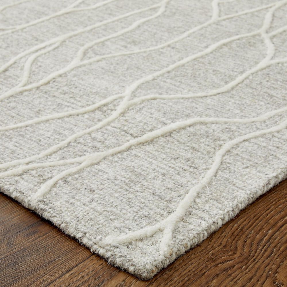 Feizy Enzo 2&#39;6&quot; x 8&#39; Ivory and Gray Runner, , large