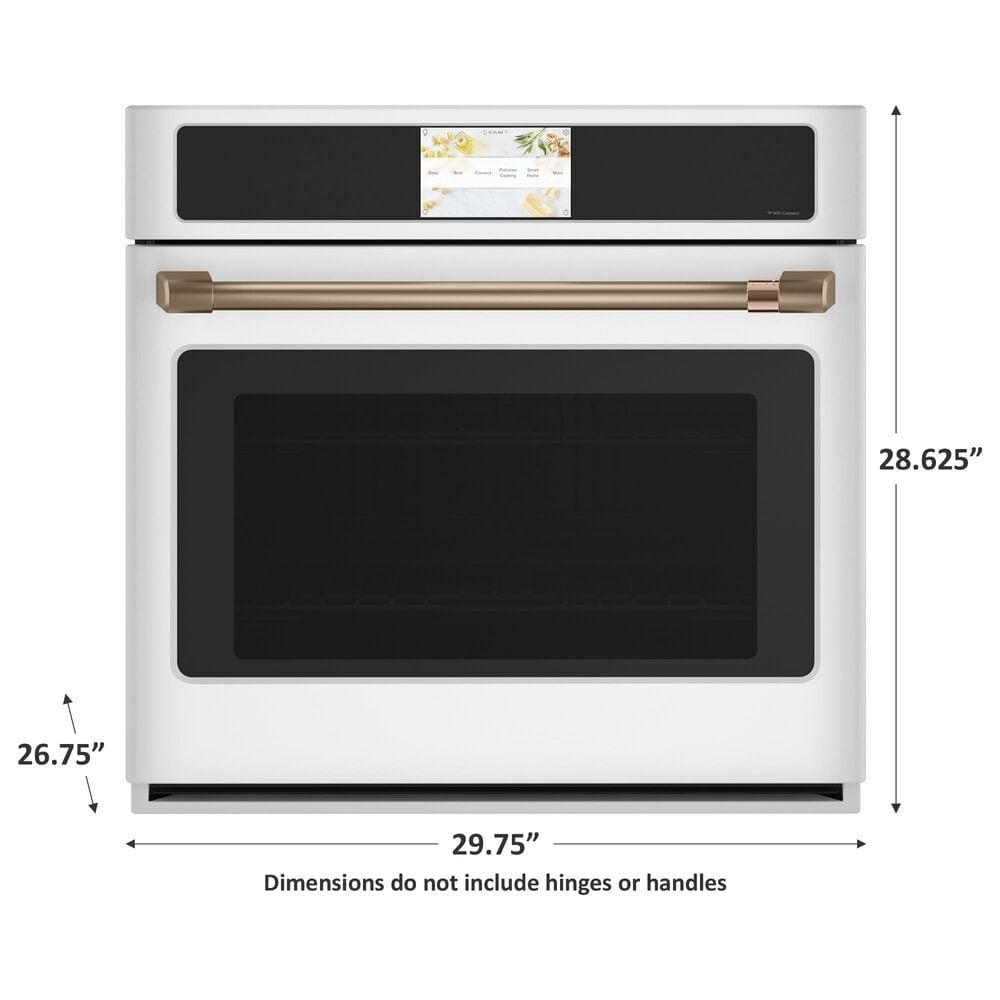 Cafe 30&#39;&#39; Built-In Convection Single Wall Oven with Brushed Bronze Handle in Matte White, , large