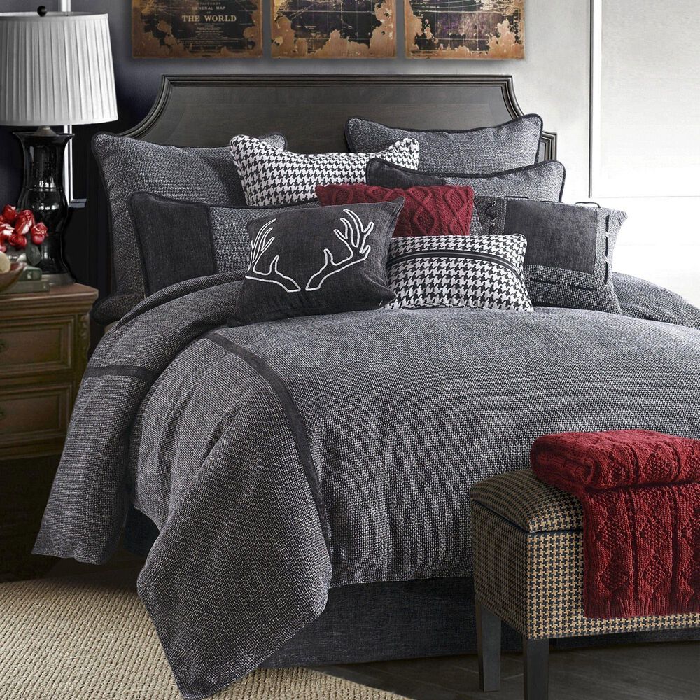 HiEnd Accents Hamilton 4-Piece Queen Comforter Set in Charcoal Gray, , large