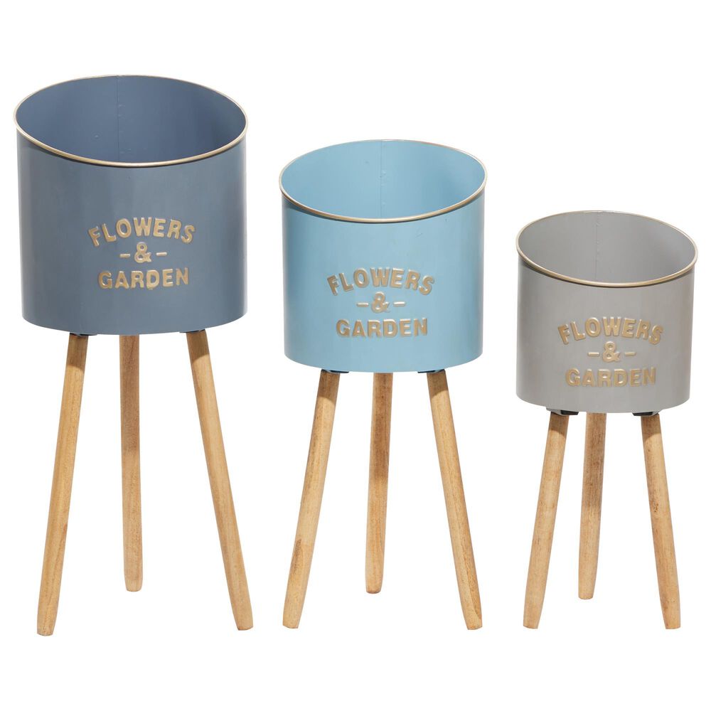 Maple and Jade Farmhouse Planter in Natural, Blue, Gray and Indigo (Set of 3), , large