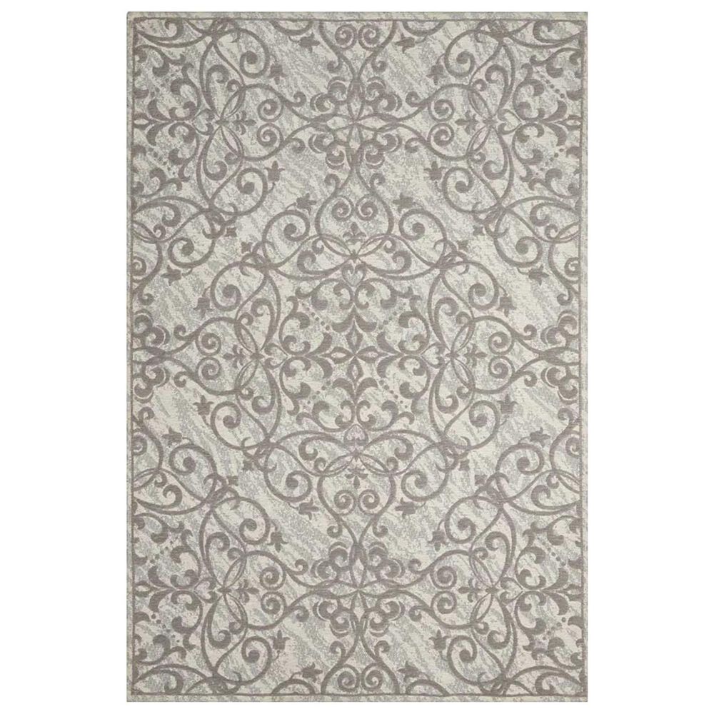 Nourison Damask DAS01 8" x 10" Ivory and Grey Area Rug, , large