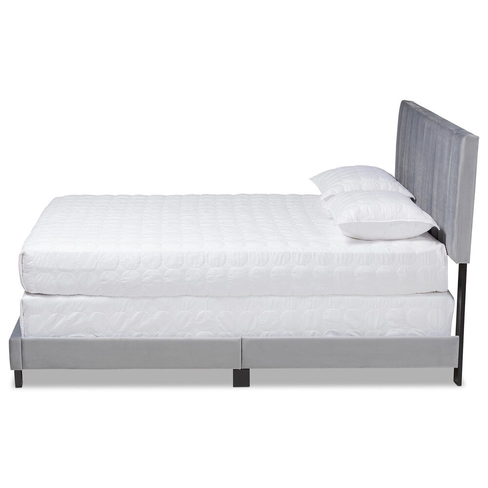 Baxton Studio Clare King Upholstered Panel Bed in Grey, , large