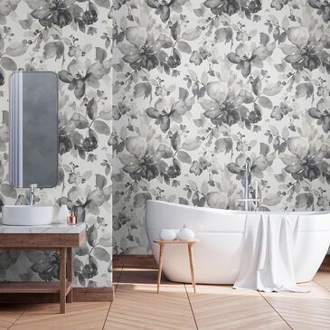 NextWall Watercolor Flower 216" x 20.5" Peel and Stick Wallpaper in Inkwell, , large