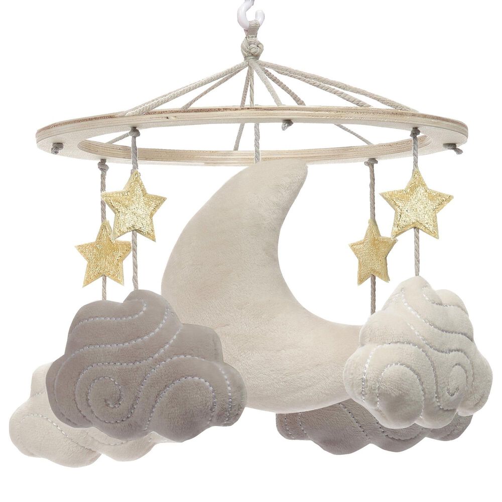 Lambs and Ivy Goodnight Moon Musical Baby Crib Mobile Soother Toy in White, Gray and Copper, , large