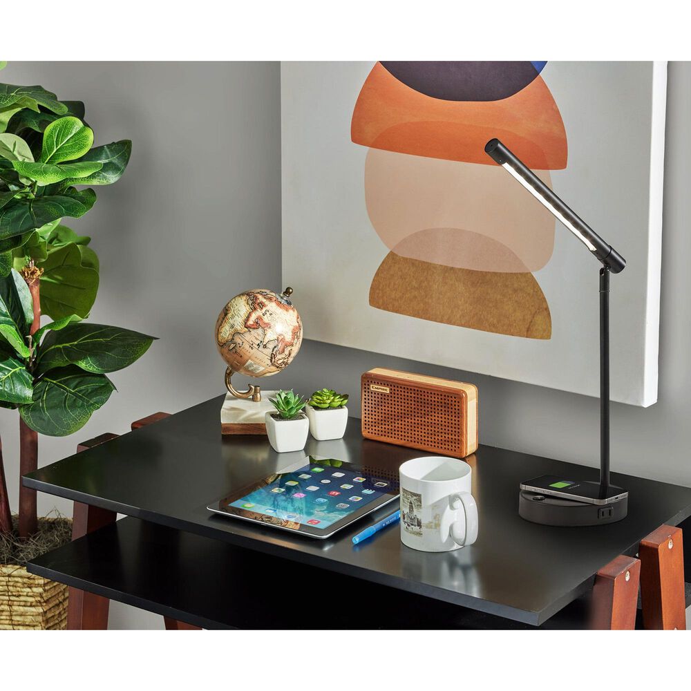 Adesso Dax LED Wireless Charging Desk Lamp in Black, , large